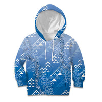 Hawaii Royal Blue Kapa Kid Hoodie Vintage 'Ohe Kāpala Motifs Mix Plumeria Leis