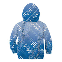 Hawaii Royal Blue Kapa Kid Hoodie Vintage 'Ohe Kāpala Motifs Mix Plumeria Leis