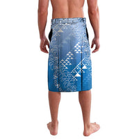 Hawaii Royal Blue Kapa Lavalava Vintage 'Ohe Kāpala Motifs Mix Plumeria Leis