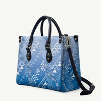 Hawaii Royal Blue Kapa Leather Bag Vintage 'Ohe Kāpala Motifs Mix Plumeria Leis LT7 Royal Blue - Polynesian Pride