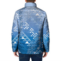 Hawaii Royal Blue Kapa Padded Jacket Vintage 'Ohe Kāpala Motifs Mix Plumeria Leis