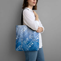Hawaii Royal Blue Kapa Tote Bag Vintage 'Ohe Kāpala Motifs Mix Plumeria Leis