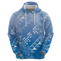 Hawaii Royal Blue Kapa Zip Hoodie Vintage 'Ohe Kāpala Motifs Mix Plumeria Leis