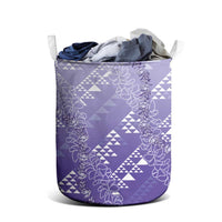 Hawaii Lavender Kapa Laundry Basket Vintage 'Ohe Kāpala Motifs Mix Plumeria Leis