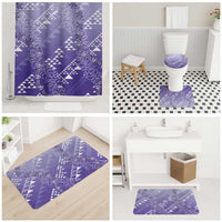 Hawaii Lavender Kapa Bathroom Set Vintage 'Ohe Kāpala Motifs Mix Plumeria Leis