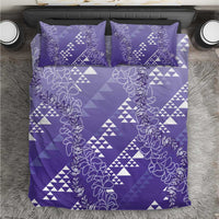 Hawaii Lavender Kapa Bedding Set Vintage 'Ohe Kāpala Motifs Mix Plumeria Leis