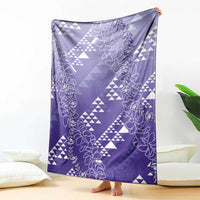 Hawaii Lavender Kapa Blanket Vintage 'Ohe Kāpala Motifs Mix Plumeria Leis