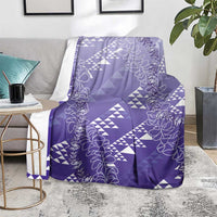 Hawaii Lavender Kapa Blanket Vintage 'Ohe Kāpala Motifs Mix Plumeria Leis