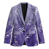 Hawaii Lavender Kapa Blazer Vintage 'Ohe Kāpala Motifs Mix Plumeria Leis