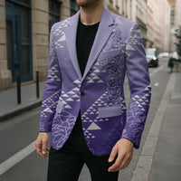 Hawaii Lavender Kapa Blazer Vintage 'Ohe Kāpala Motifs Mix Plumeria Leis