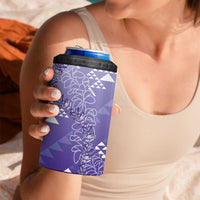 Hawaii Lavender Kapa 4 in 1 Can Cooler Tumbler Vintage 'Ohe Kāpala Motifs Mix Plumeria Leis