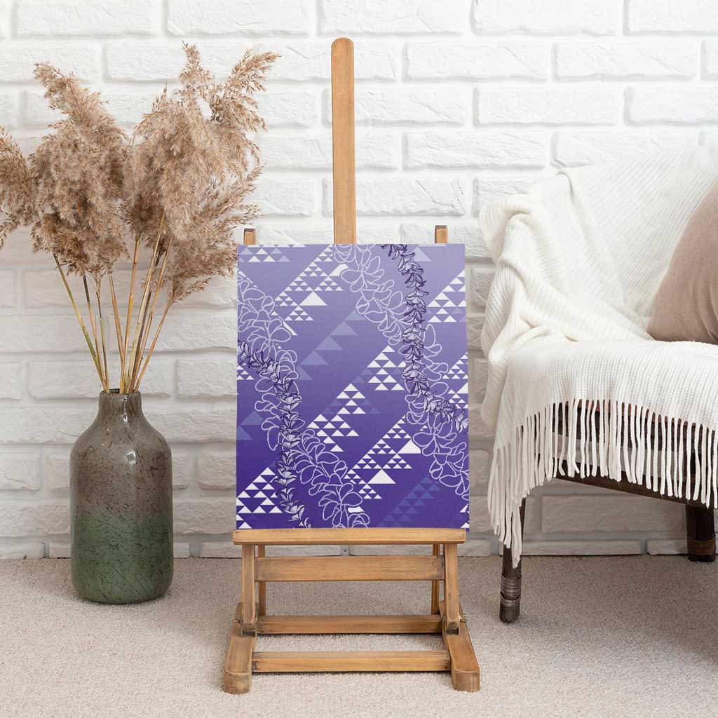 Hawaii Lavender Kapa Canvas Wall Art Vintage 'Ohe Kāpala Motifs Mix Plumeria Leis