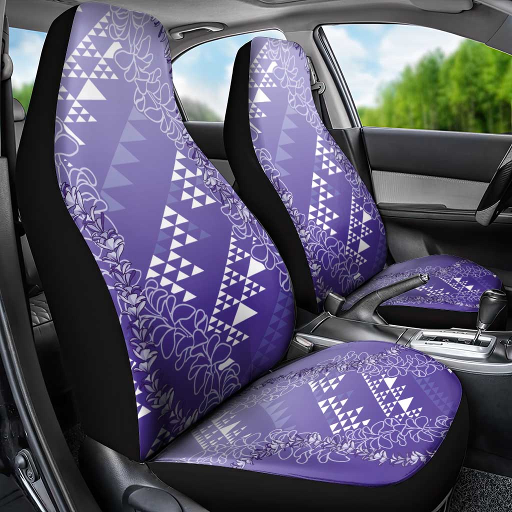 Hawaii Lavender Kapa Car Seat Cover Vintage 'Ohe Kāpala Motifs Mix Plumeria Leis