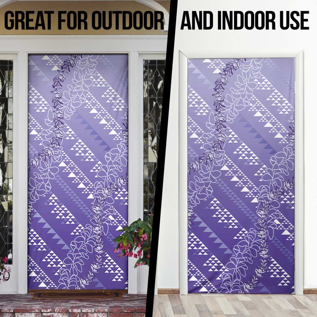 Hawaii Lavender Kapa Door Cover Vintage 'Ohe Kāpala Motifs Mix Plumeria Leis