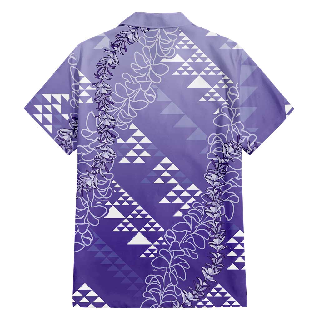 Hawaii Lavender Kapa Family Matching Mermaid Dress and Hawaiian Shirt Vintage 'Ohe Kāpala Motifs Mix Plumeria Leis LT7 - Polynesian Pride