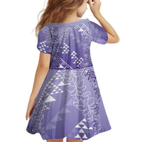 Hawaii Lavender Kapa Family Matching Summer Maxi Dress and Hawaiian Shirt Vintage 'Ohe Kāpala Motifs Mix Plumeria Leis LT7 - Polynesian Pride