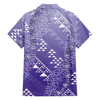 Hawaii Lavender Kapa Family Matching Tank Maxi Dress and Hawaiian Shirt Vintage 'Ohe Kāpala Motifs Mix Plumeria Leis LT7 - Polynesian Pride