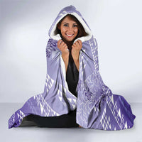 Hawaii Lavender Kapa Hooded Blanket Vintage 'Ohe Kāpala Motifs Mix Plumeria Leis