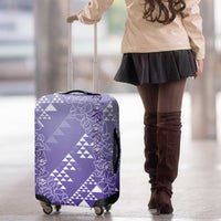 Hawaii Lavender Kapa Luggage Cover Vintage 'Ohe Kāpala Motifs Mix Plumeria Leis