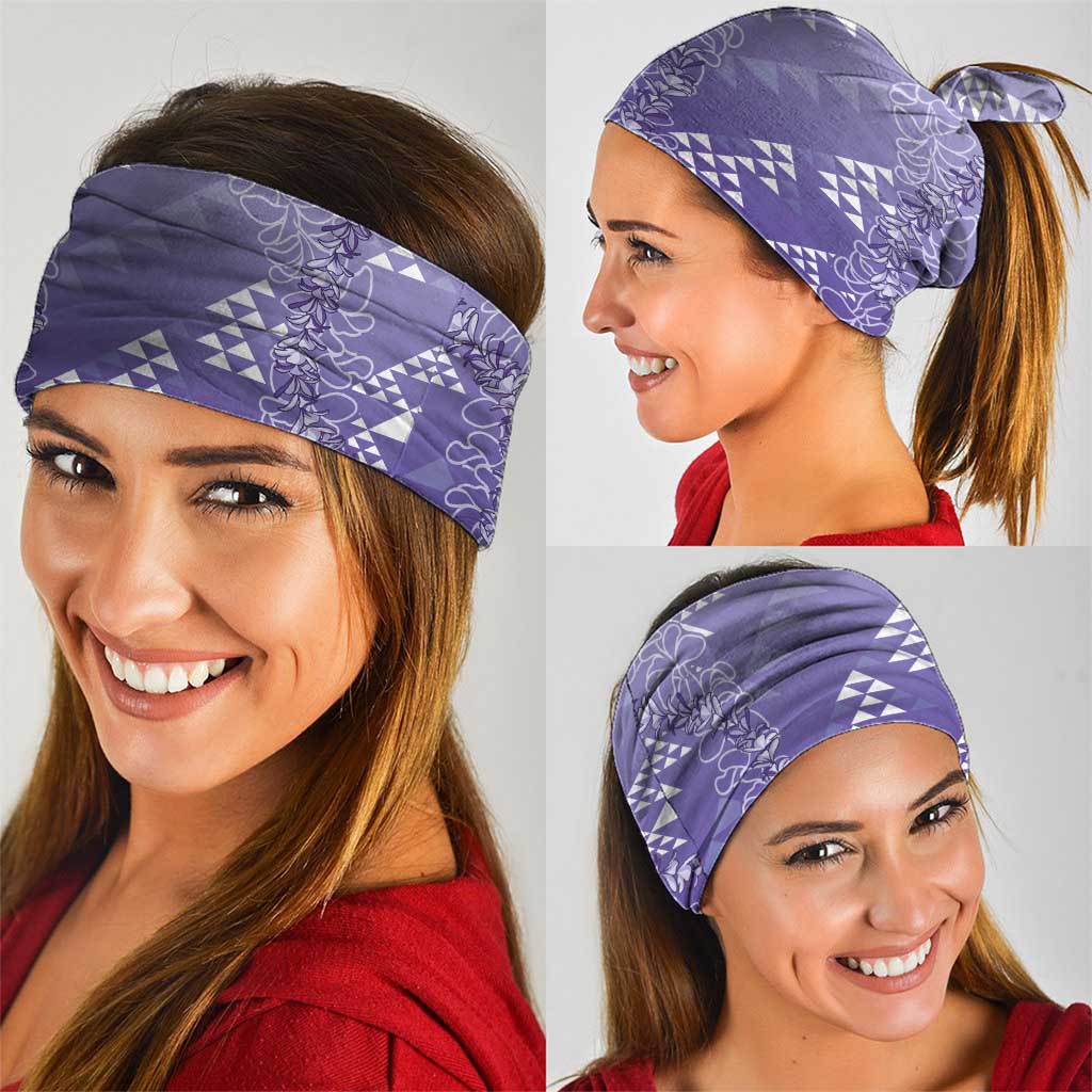 Hawaii Lavender Kapa Neck Gaiter Vintage 'Ohe Kāpala Motifs Mix Plumeria Leis