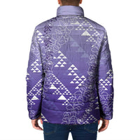 Hawaii Lavender Kapa Padded Jacket Vintage 'Ohe Kāpala Motifs Mix Plumeria Leis