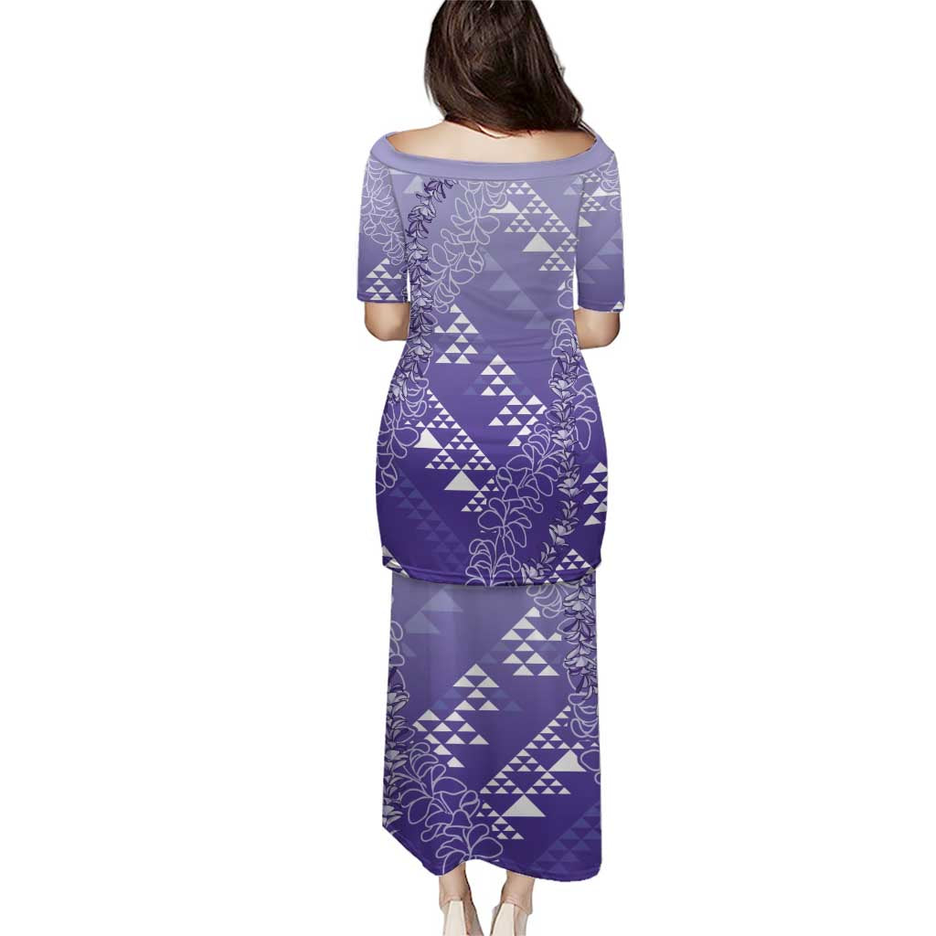 Hawaii Lavender Kapa Puletasi Vintage 'Ohe Kāpala Motifs Mix Plumeria Leis