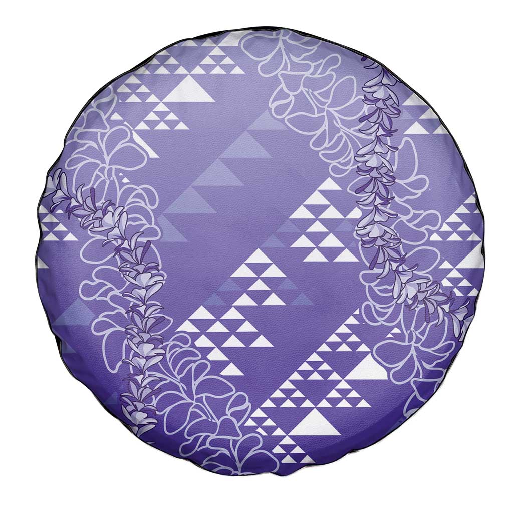Hawaii Lavender Kapa Spare Tire Cover Vintage 'Ohe Kāpala Motifs Mix Plumeria Leis