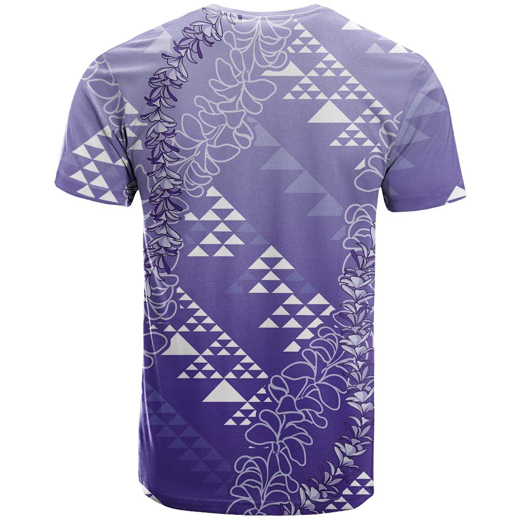Hawaii Lavender Kapa T Shirt Vintage 'Ohe Kāpala Motifs Mix Plumeria Leis