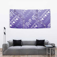 Hawaii Lavender Kapa Tapestry Vintage 'Ohe Kāpala Motifs Mix Plumeria Leis