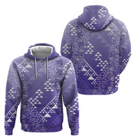 Hawaii Lavender Kapa Zip Hoodie Vintage 'Ohe Kāpala Motifs Mix Plumeria Leis