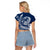 Polynesian Plumeria Raglan Cropped T Shirt Ride The Waves - Navy Blue LT7 - Polynesian Pride