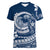 Polynesian Plumeria Women V Neck T Shirt Ride The Waves - Navy Blue LT7 Female Navy Blue - Polynesian Pride