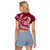 Polynesian Plumeria Raglan Cropped T Shirt Ride The Waves - Burgundy LT7 - Polynesian Pride