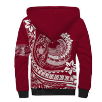 Polynesian Plumeria Sherpa Hoodie Ride The Waves - Burgundy LT7 - Polynesian Pride