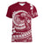 Polynesian Plumeria Women V Neck T Shirt Ride The Waves - Burgundy LT7 Female Burgundy - Polynesian Pride