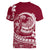 Polynesian Plumeria Women V Neck T Shirt Ride The Waves - Burgundy LT7 - Polynesian Pride