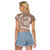Polynesian Plumeria Raglan Cropped T Shirt Ride The Waves - Beige LT7 - Polynesian Pride