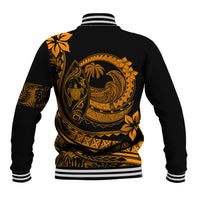 Polynesian Plumeria Baseball Jacket Ride The Waves - Orange LT7 - Polynesian Pride