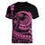 Polynesian Plumeria Women V Neck T Shirt Ride The Waves - Pink LT7 - Polynesian Pride