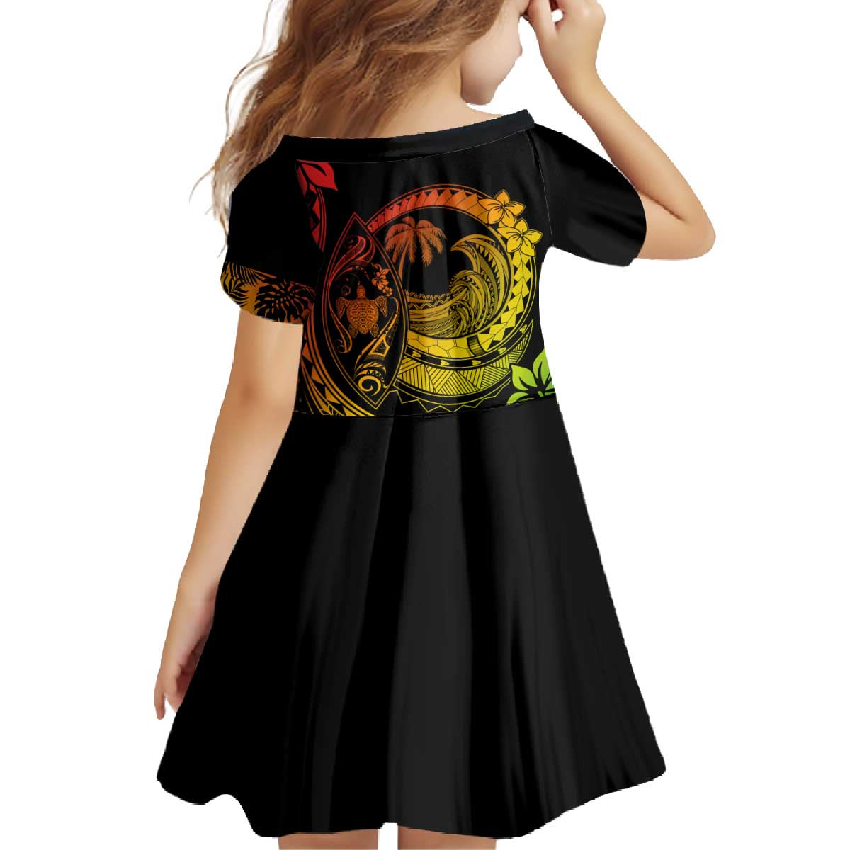 Hawaii Family Matching Outfits Polynesian Plumeria Off Shoulder Long Sleeve Dress And Shirt Family Set Clothes Ride The Waves - Reggae LT7 - Polynesian Pride