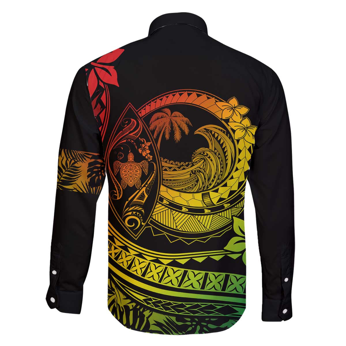 Hawaii Family Matching Outfits Polynesian Plumeria Off Shoulder Long Sleeve Dress And Shirt Family Set Clothes Ride The Waves - Reggae LT7 - Polynesian Pride