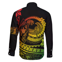 Hawaii Family Matching Outfits Polynesian Plumeria Off Shoulder Long Sleeve Dress And Shirt Family Set Clothes Ride The Waves - Reggae LT7 - Polynesian Pride