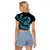 Polynesian Plumeria Raglan Cropped T Shirt Ride The Waves - Turquoise LT7 - Polynesian Pride