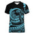 Polynesian Plumeria Women V Neck T Shirt Ride The Waves - Turquoise LT7 Female Turquoise - Polynesian Pride