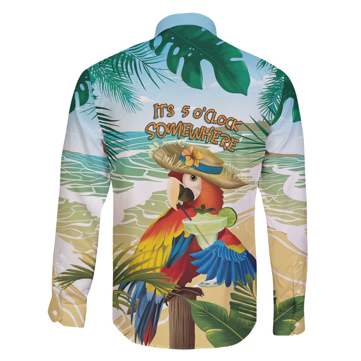 Aloha Hawaii It's 5 o'clock Somewhere Family Matching Off The Shoulder Long Sleeve Dress and Hawaiian Shirt - Polynesian Pride