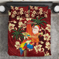Crimson Red Tropical Christmas Hawaii Tapa Bedding Set Aloha Santa Drink Party LT7 Red - Polynesian Pride
