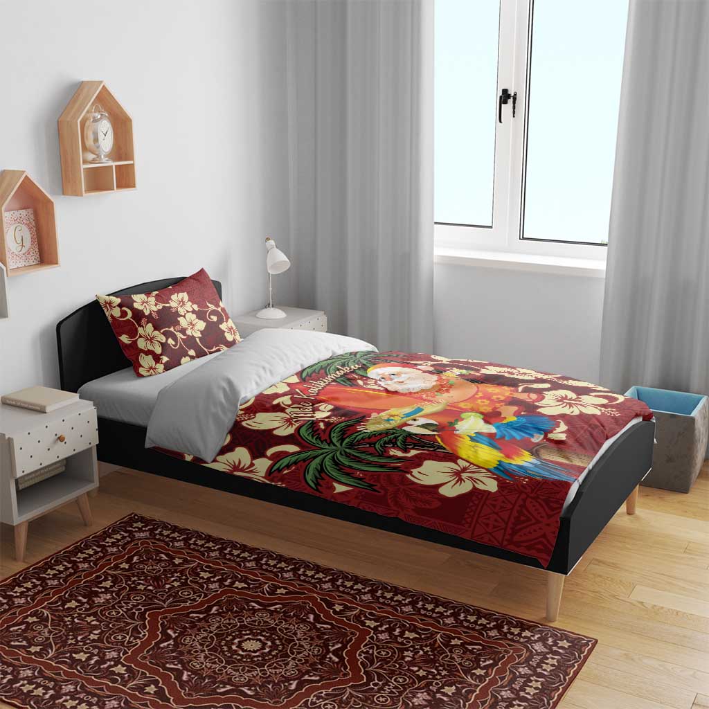 Crimson Red Tropical Christmas Hawaii Tapa Bedding Set Aloha Santa Drink Party LT7 - Polynesian Pride