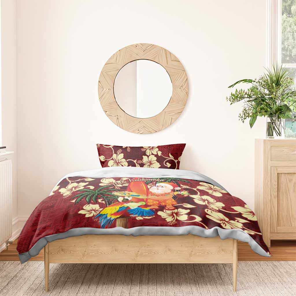 Crimson Red Tropical Christmas Hawaii Tapa Bedding Set Aloha Santa Drink Party LT7 - Polynesian Pride