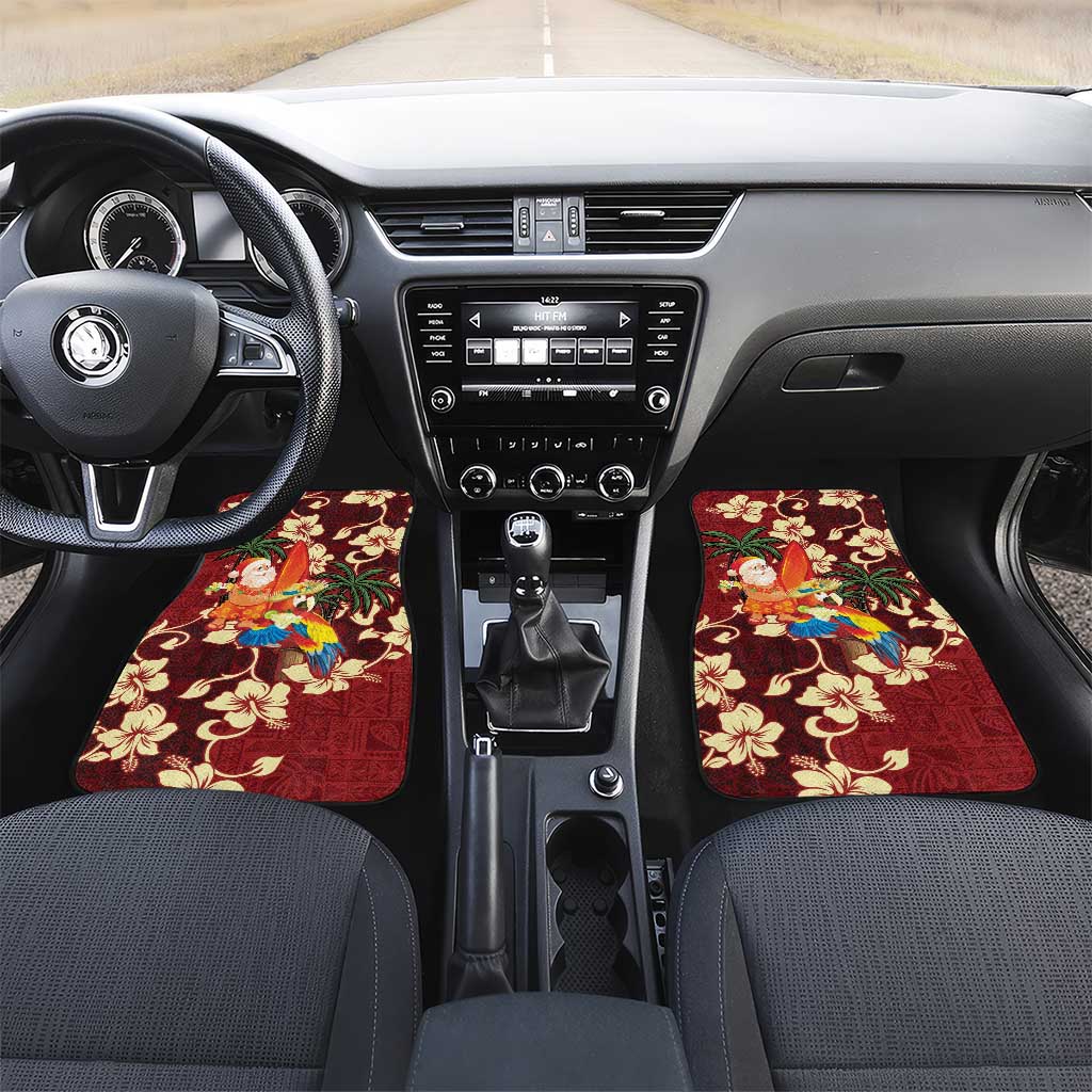 Crimson Red Tropical Christmas Hawaii Tapa Car Mats Aloha Santa Drink Party - Polynesian Pride