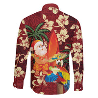 Crimson Red Tropical Christmas Hawaii Tapa Family Matching Puletasi and Hawaiian Shirt Aloha Santa Drink Party LT7 - Polynesian Pride